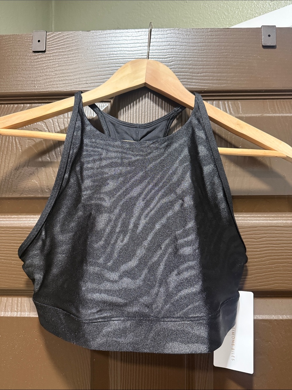 NWT Athleta x Simone Biles Liquid Shine Emboss High Neck Bra Sz M